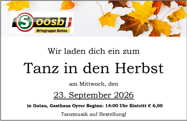 Plakat "Tanz in den Herbst" - Seniorenbund Ortsgruppe Gutau